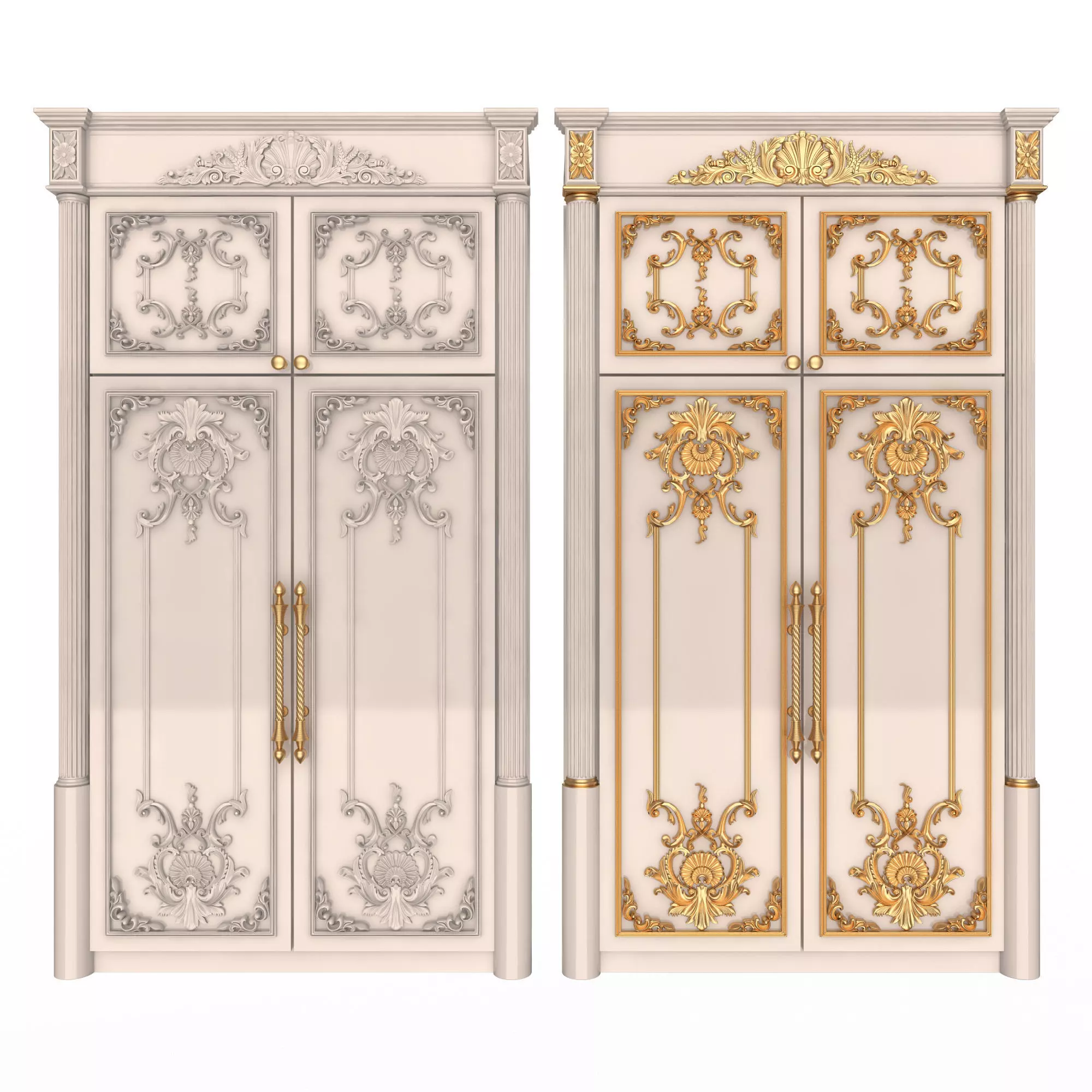 Classic Wardrobe Furniture Xudayar 01 Low-poly 3D model_0