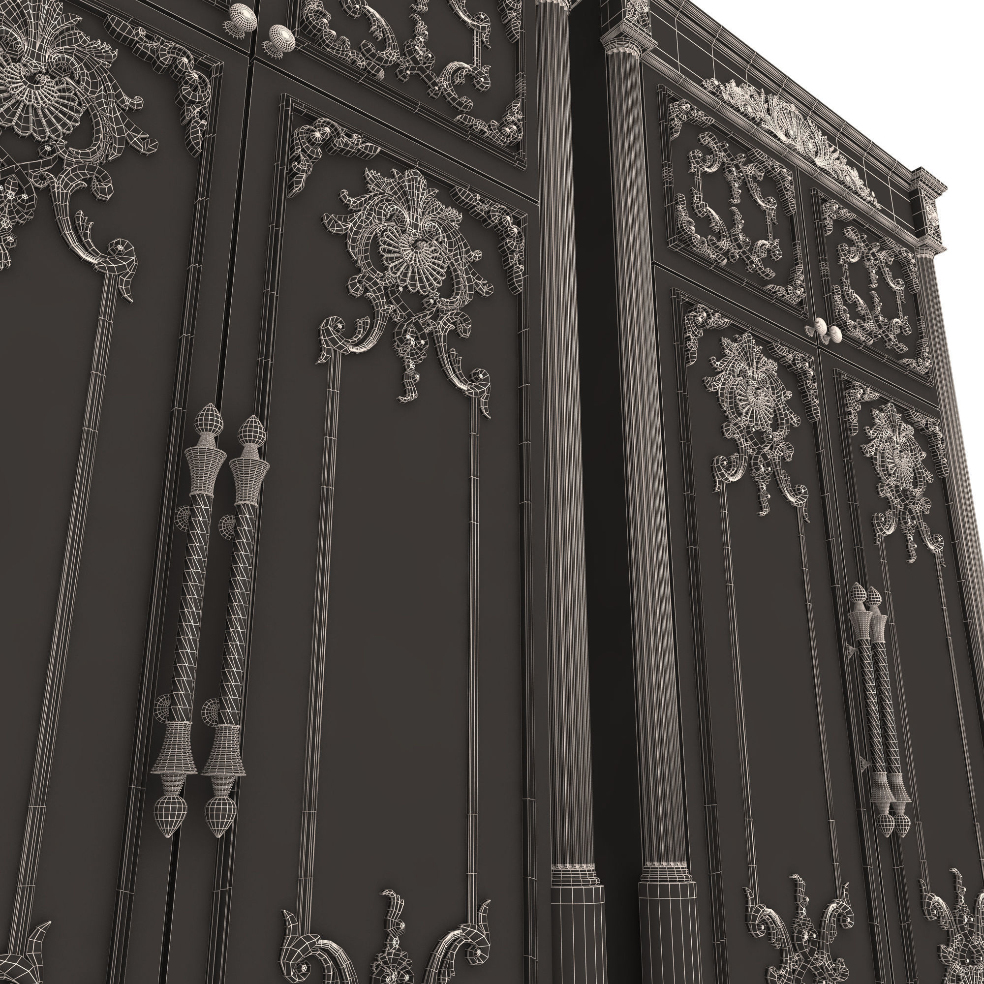 Classic Wardrobe Furniture Xudayar 01 Low-poly 3D model_15