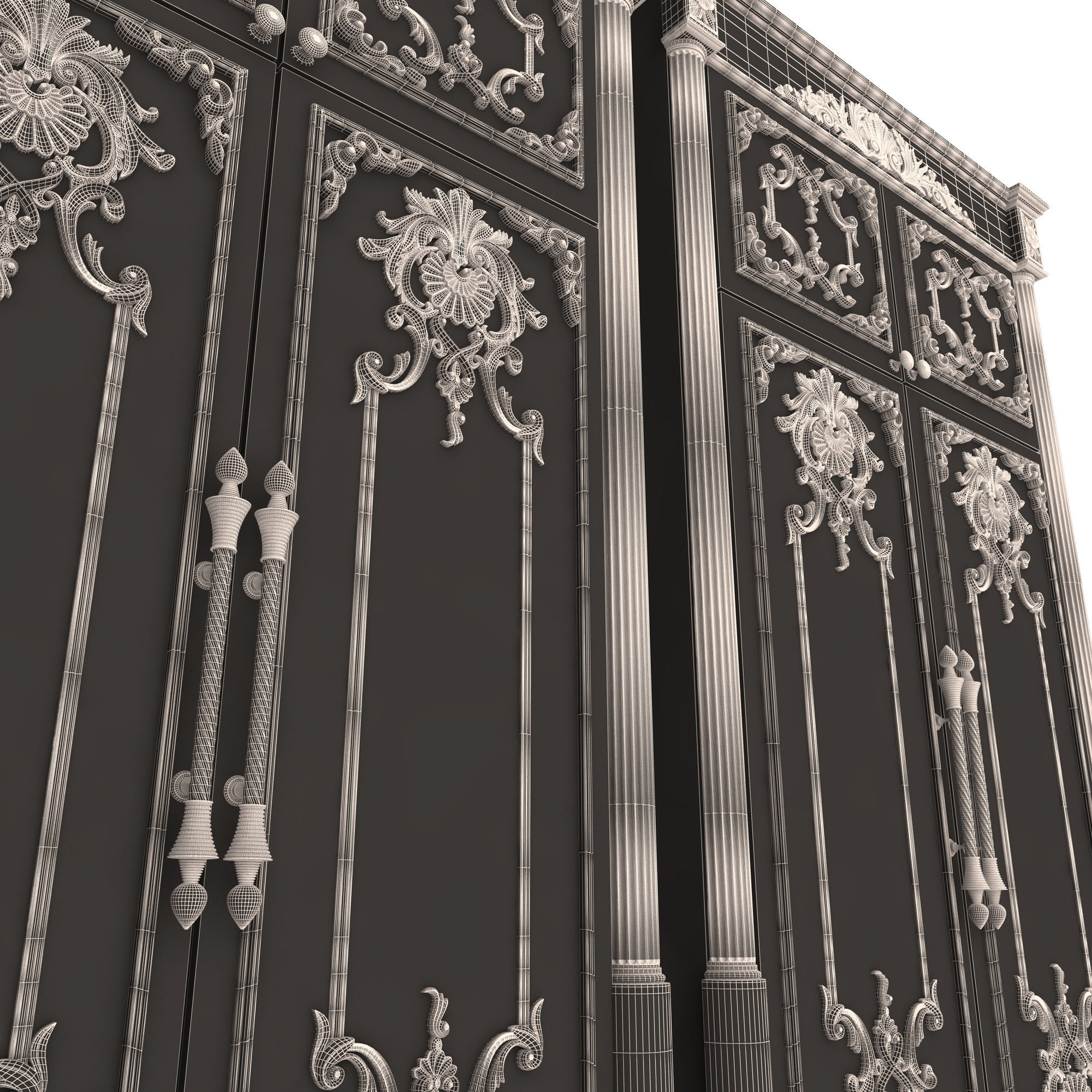 Classic Wardrobe Furniture Xudayar 01 Low-poly 3D model_9