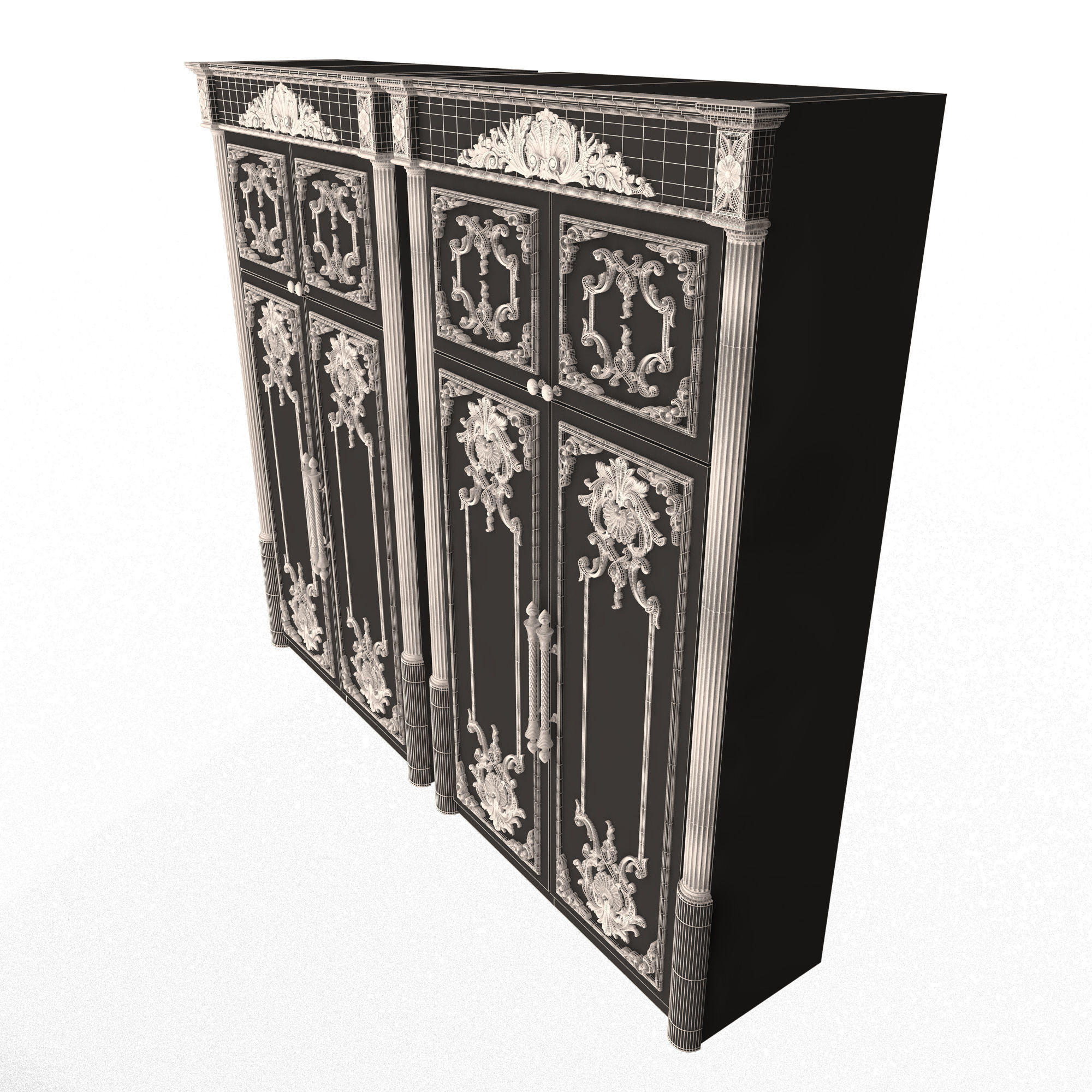 Classic Wardrobe Furniture Xudayar 01 Low-poly 3D model_8