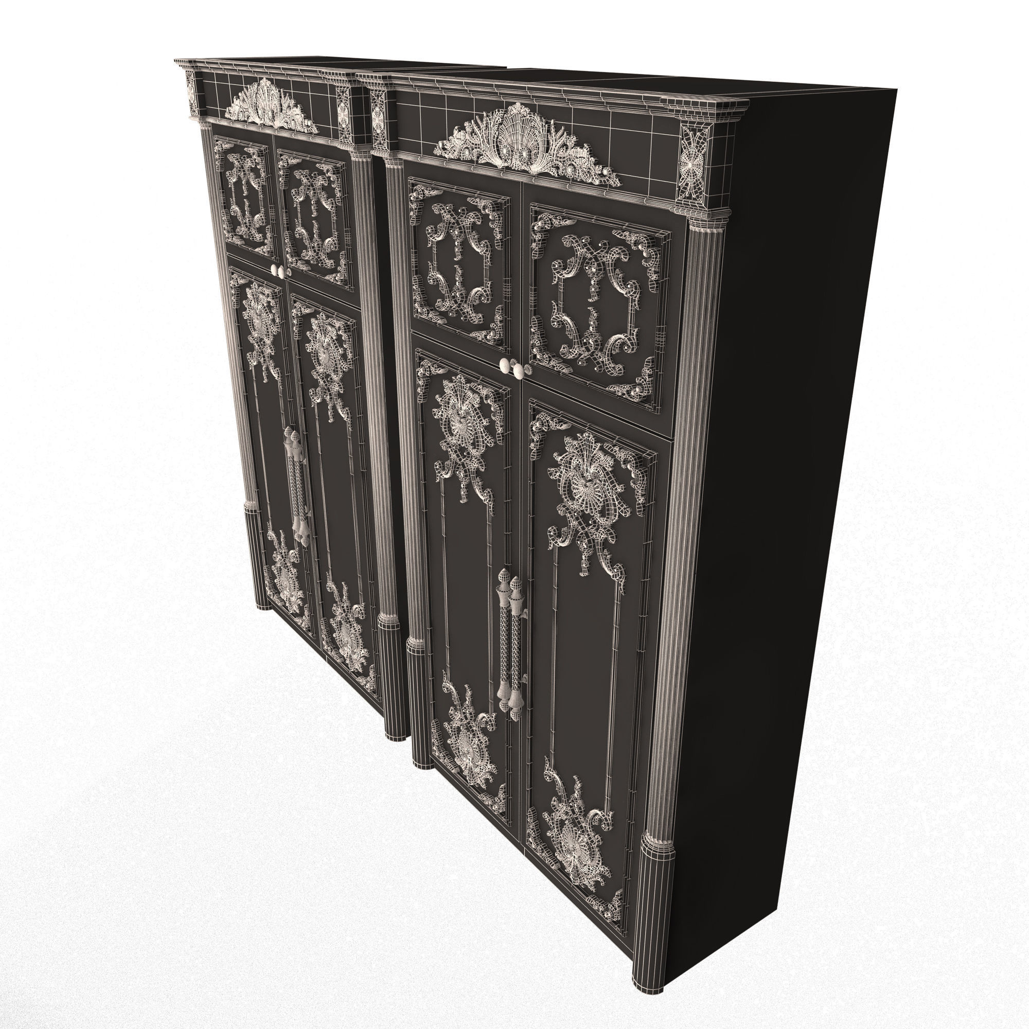 Classic Wardrobe Furniture Xudayar 01 Low-poly 3D model_14