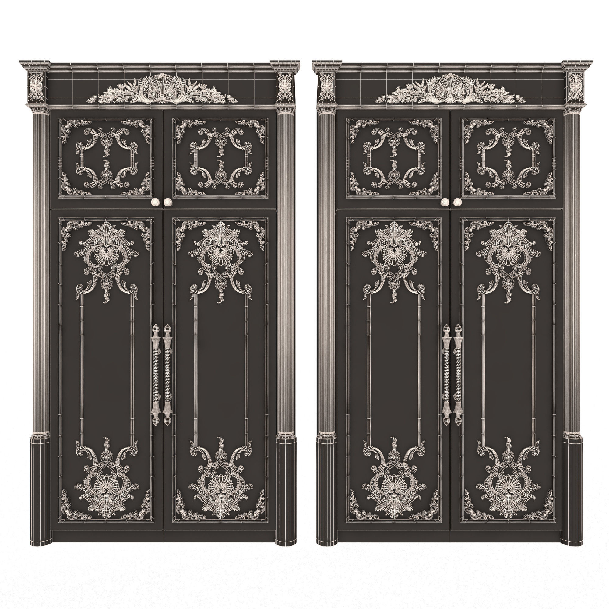 Classic Wardrobe Furniture Xudayar 01 Low-poly 3D model_12