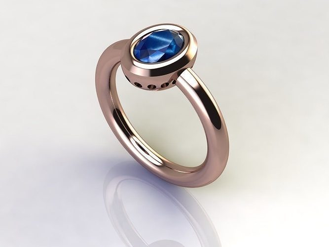 Solitaire ring with 7x5mm oval gem Free 3D print model