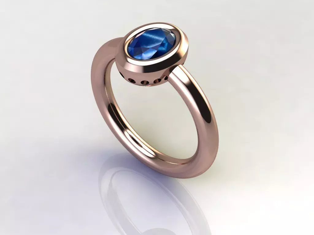 Solitaire ring with 7x5mm oval gem Free 3D print model