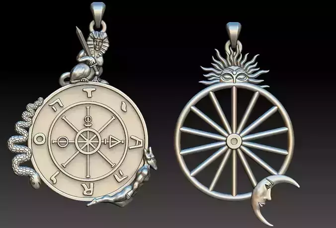 Wheel Of Fortune  Tarot Elements Pendant 3D print model