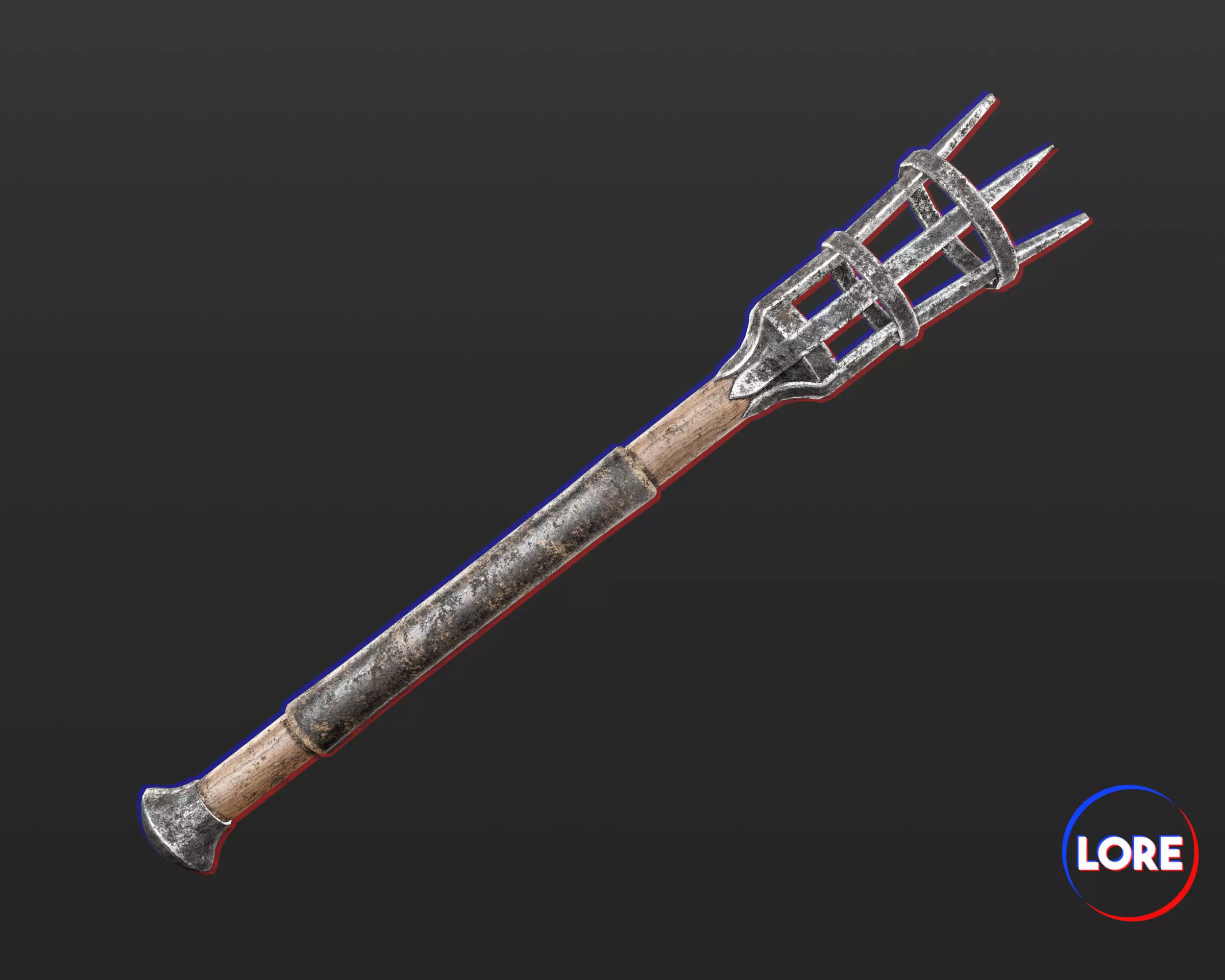 Medieval Elegant Lighting Torch Low-poly 3D model_0