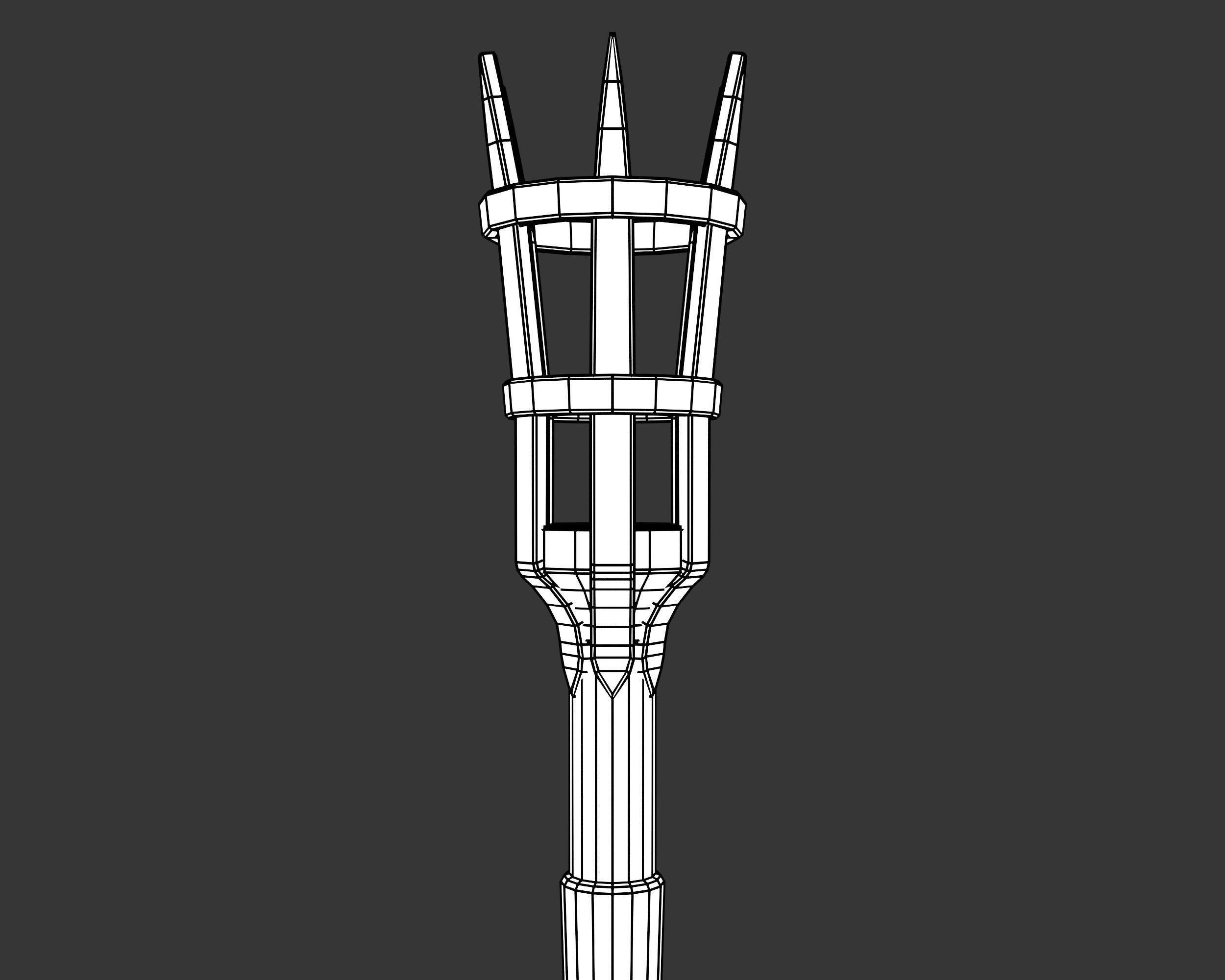 Medieval Elegant Lighting Torch Low-poly 3D model_7