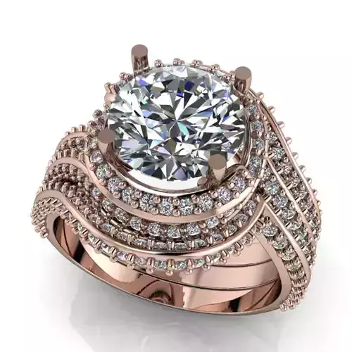 2 carat Round Fashion Ladies Bridal WeddingBand matching set