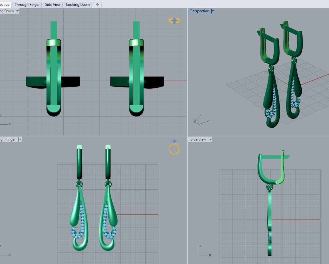 hanging earrings 3D print model_4