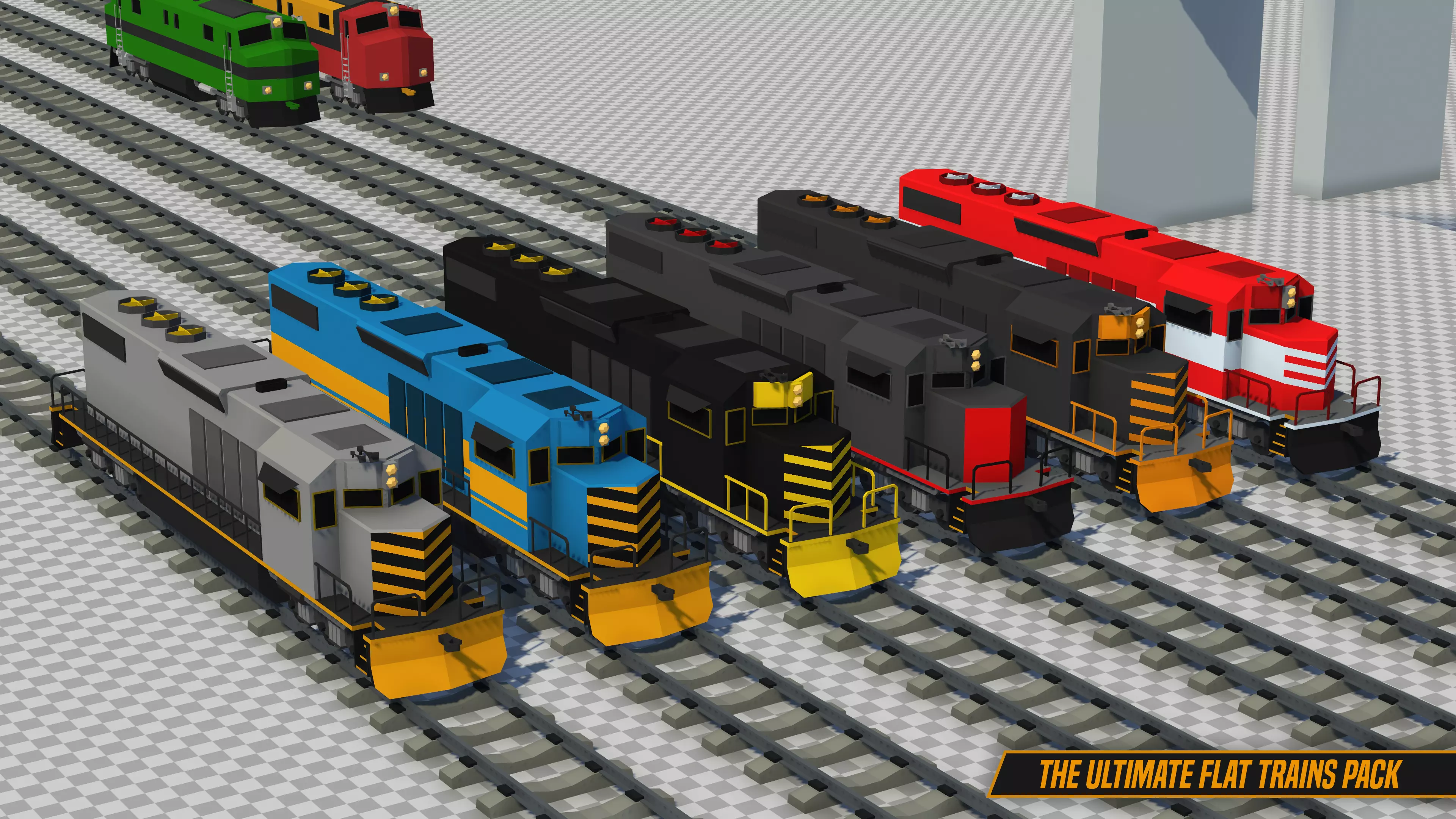 The Ultimate Flat Trains Pack Low-poly 3D model_0