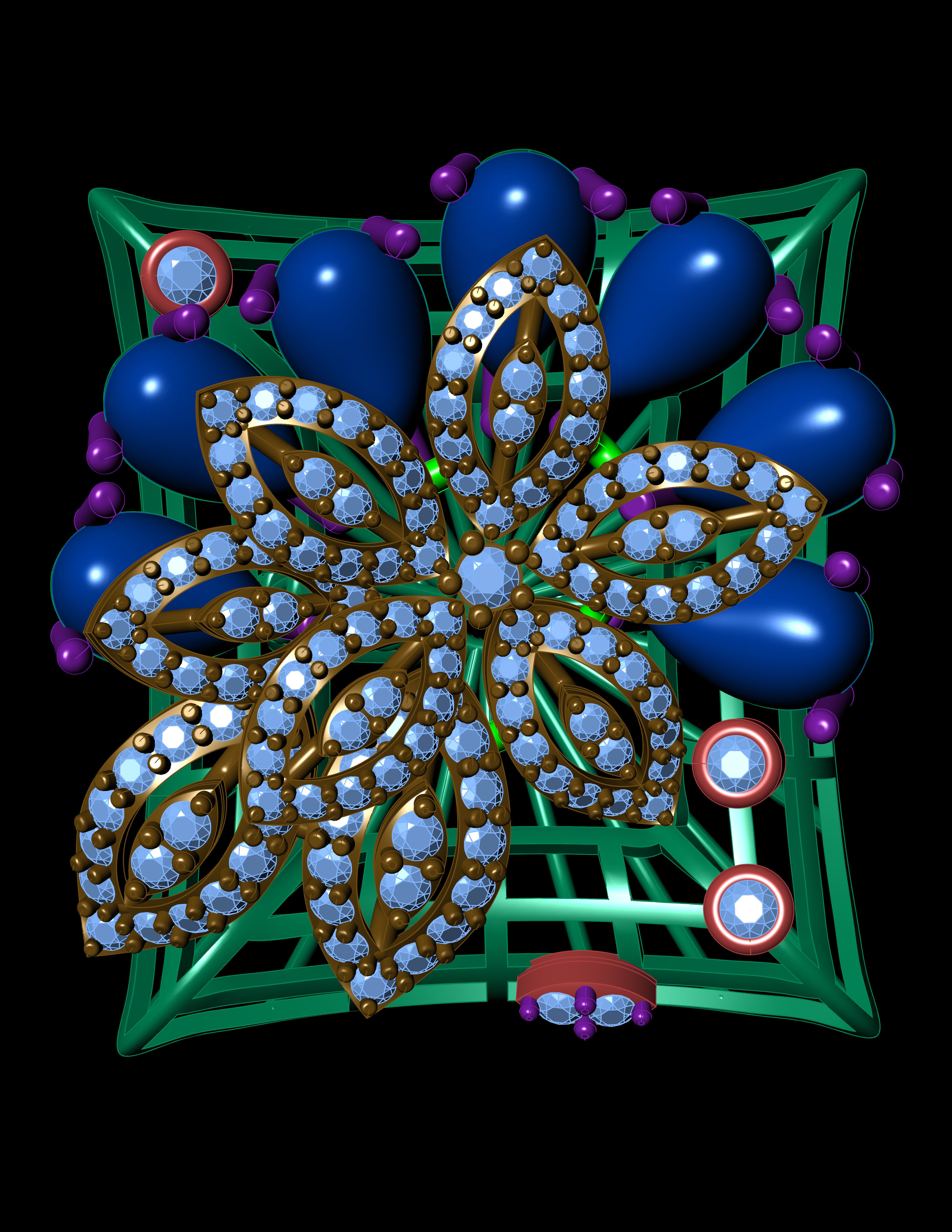 Emearld Pears with Daimonds on leaves 3D printable Ring 3D print model_10