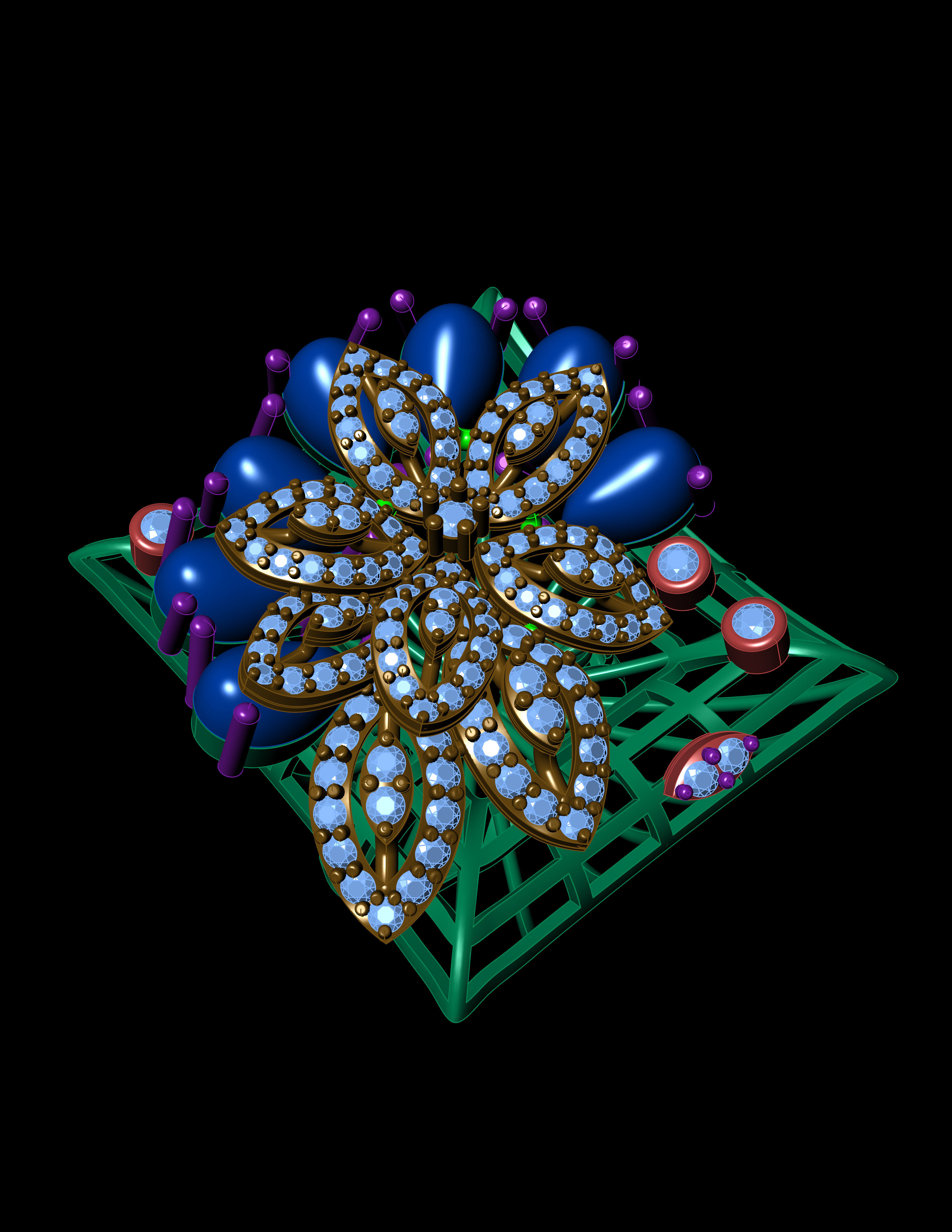 Emearld Pears with Daimonds on leaves 3D printable Ring 3D print model_11