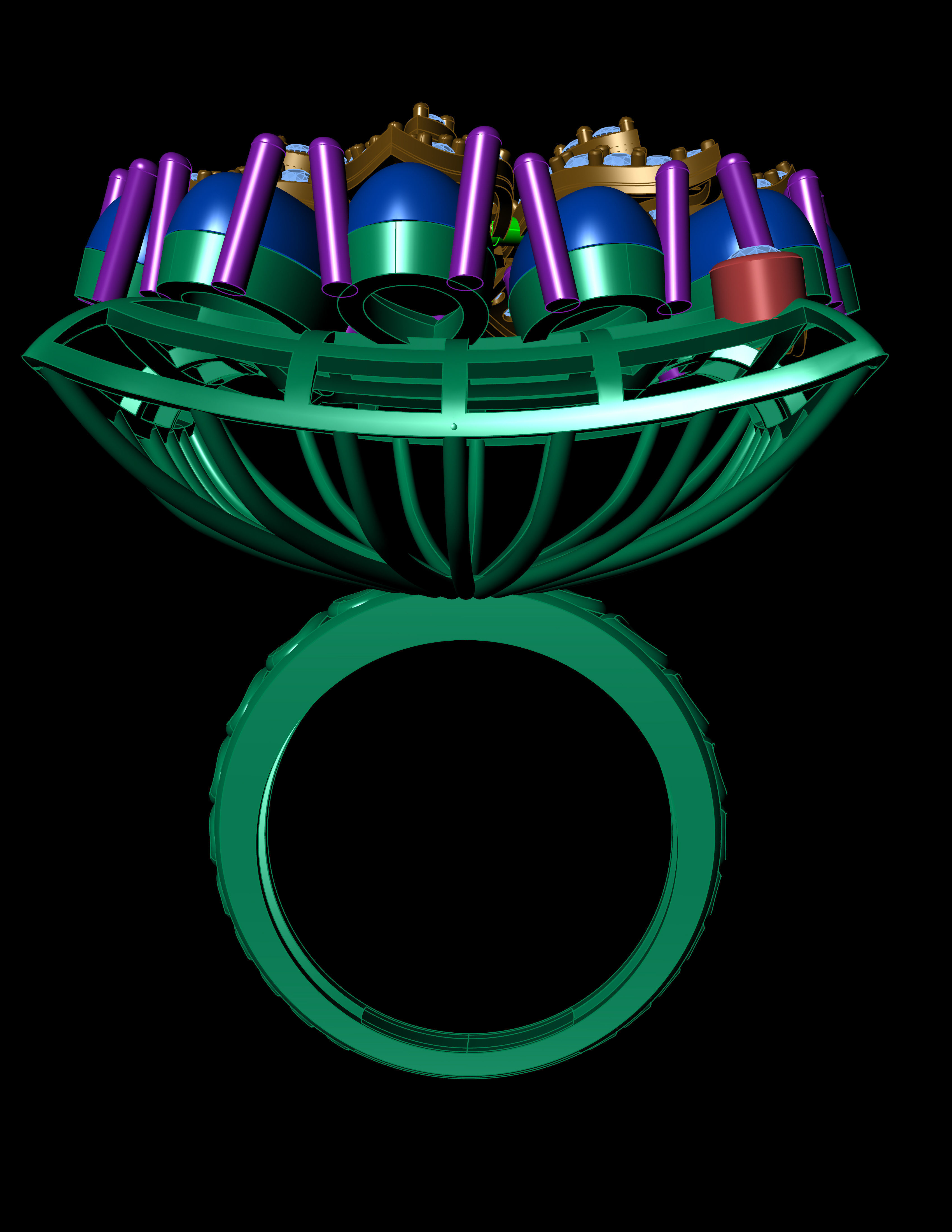 Emearld Pears with Daimonds on leaves 3D printable Ring 3D print model_16