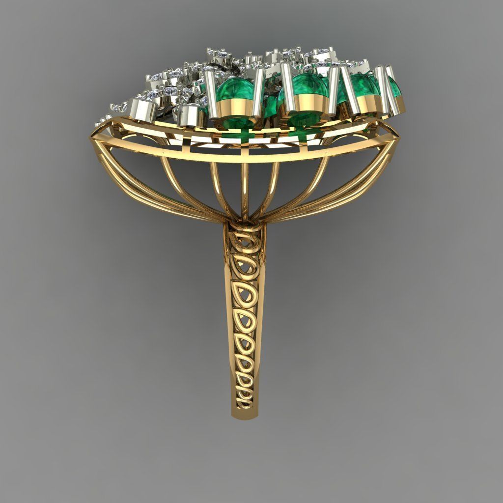 Emearld Pears with Daimonds on leaves 3D printable Ring 3D print model_3