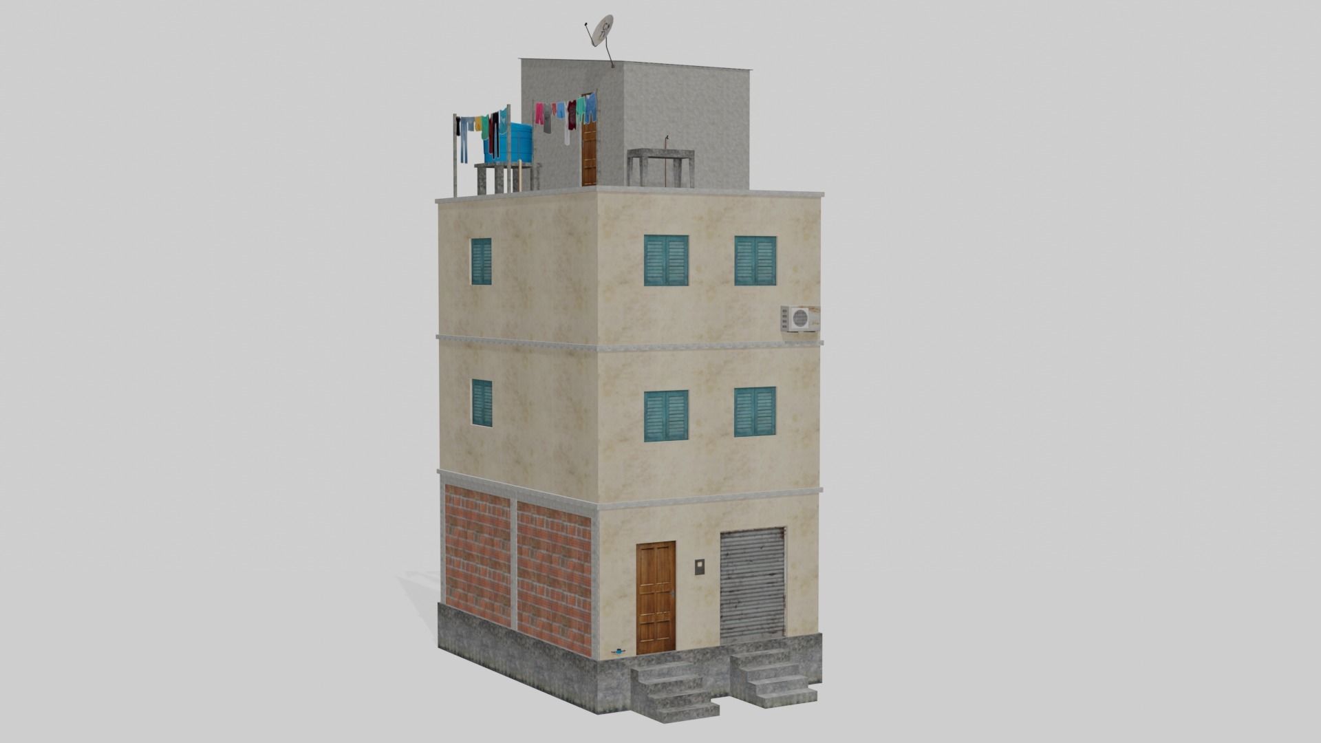 Pack Of Slum Houses 2 - 58 houses Low-poly 3D model_123