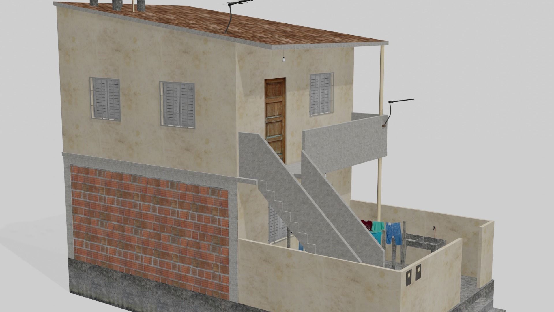 Pack Of Slum Houses 2 - 58 houses Low-poly 3D model_80