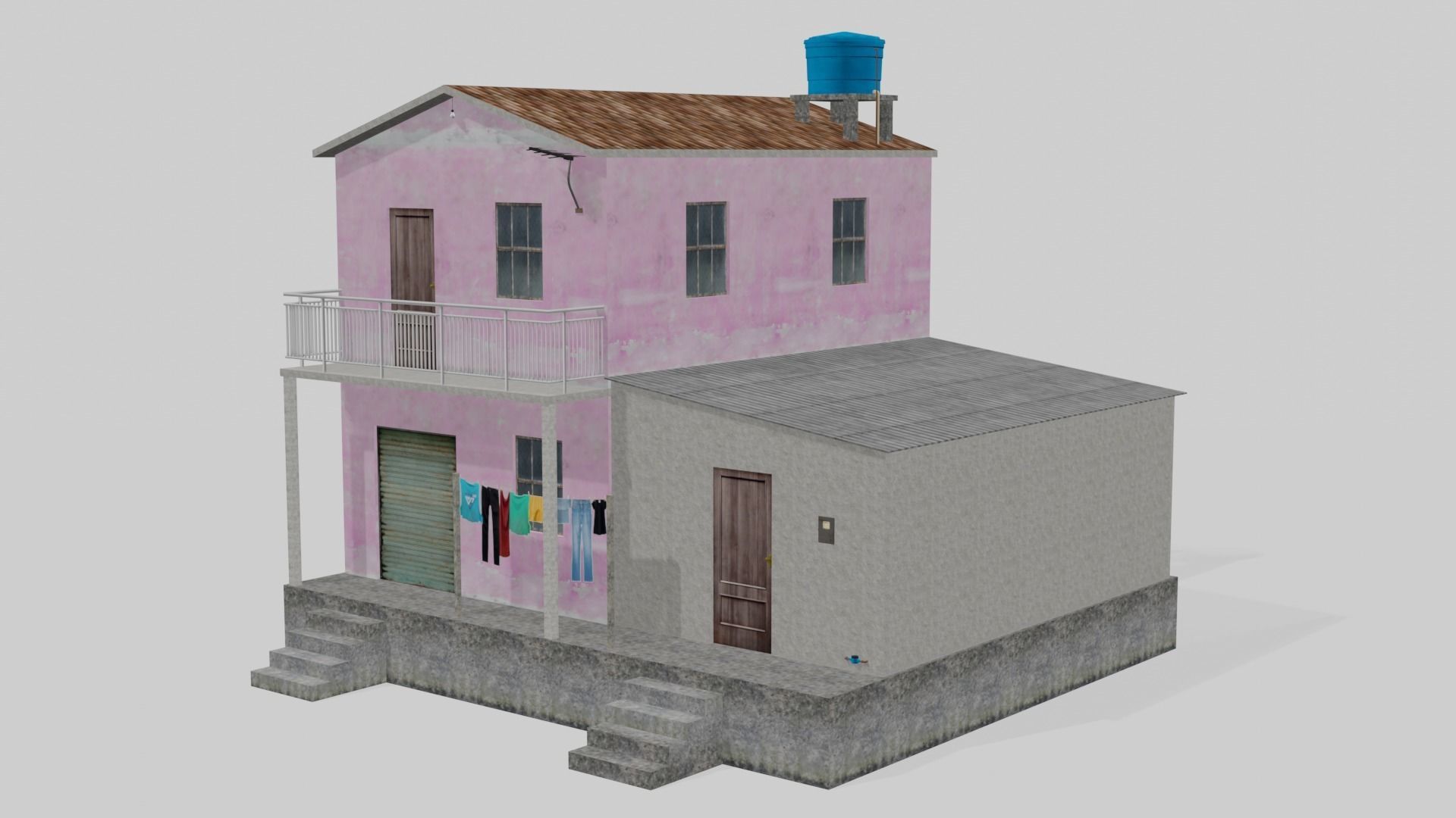 Pack Of Slum Houses 2 - 58 houses Low-poly 3D model_53