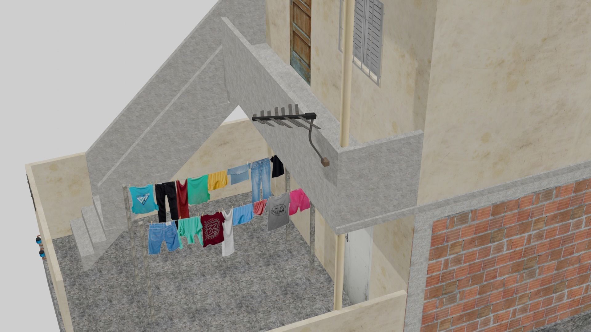 Pack Of Slum Houses 2 - 58 houses Low-poly 3D model_81