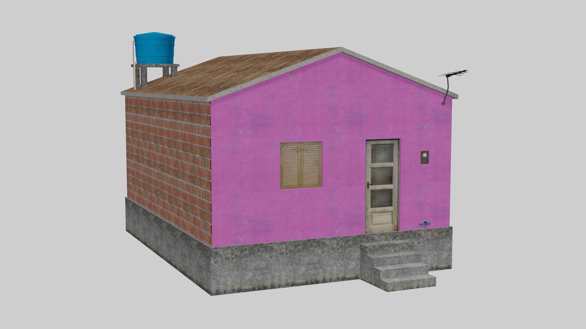 Pack Of Slum Houses 2 - 58 houses Low-poly 3D model_6