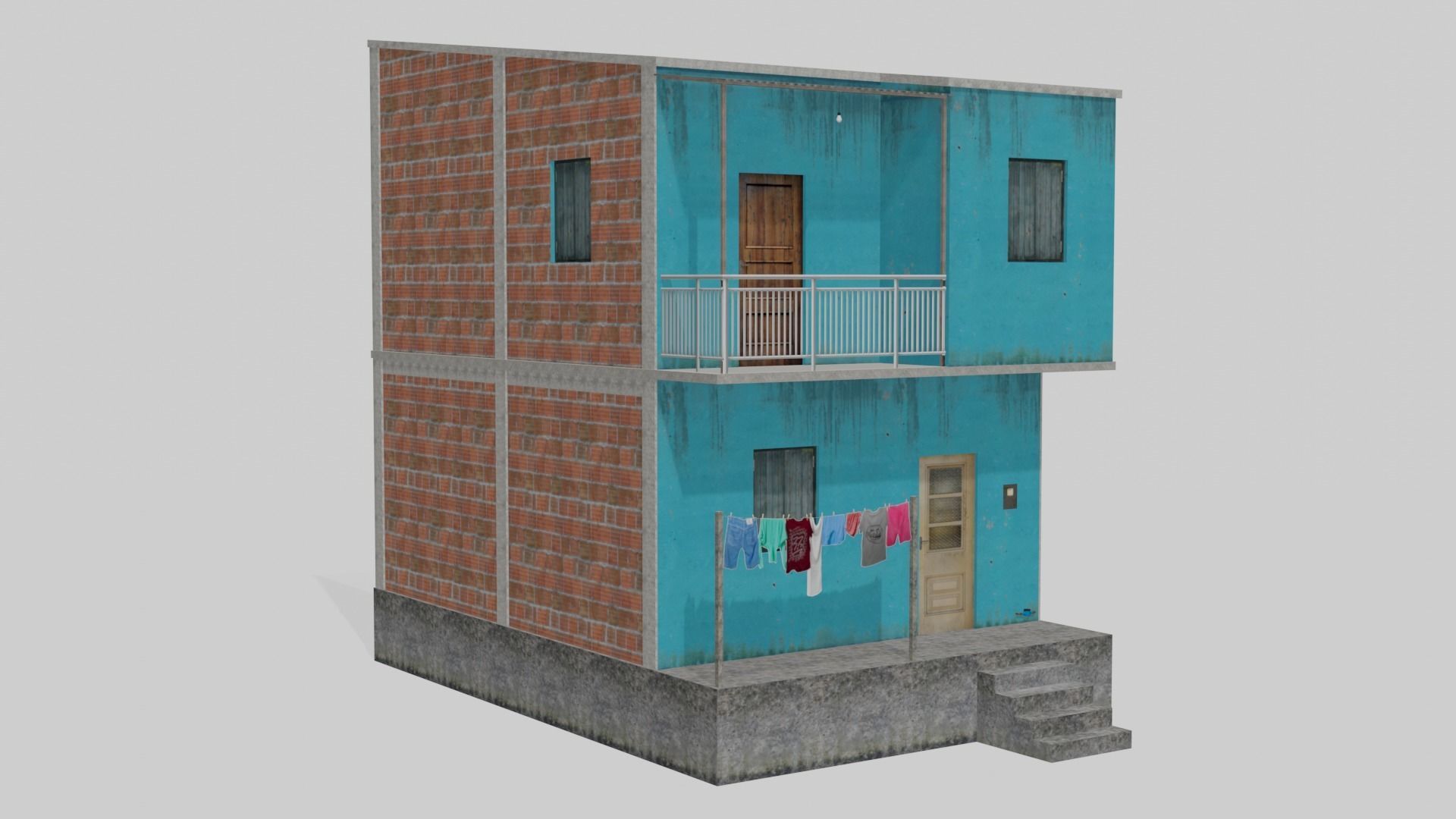 Pack Of Slum Houses 2 - 58 houses Low-poly 3D model_59
