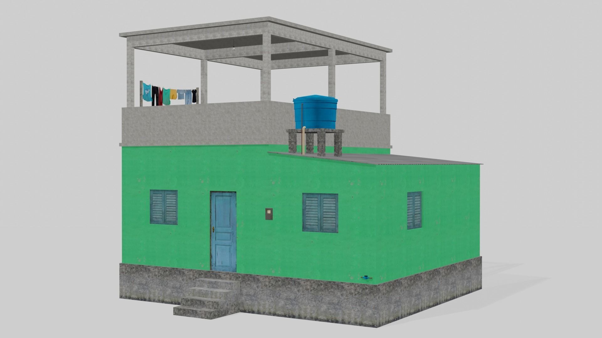 Pack Of Slum Houses 2 - 58 houses Low-poly 3D model_74