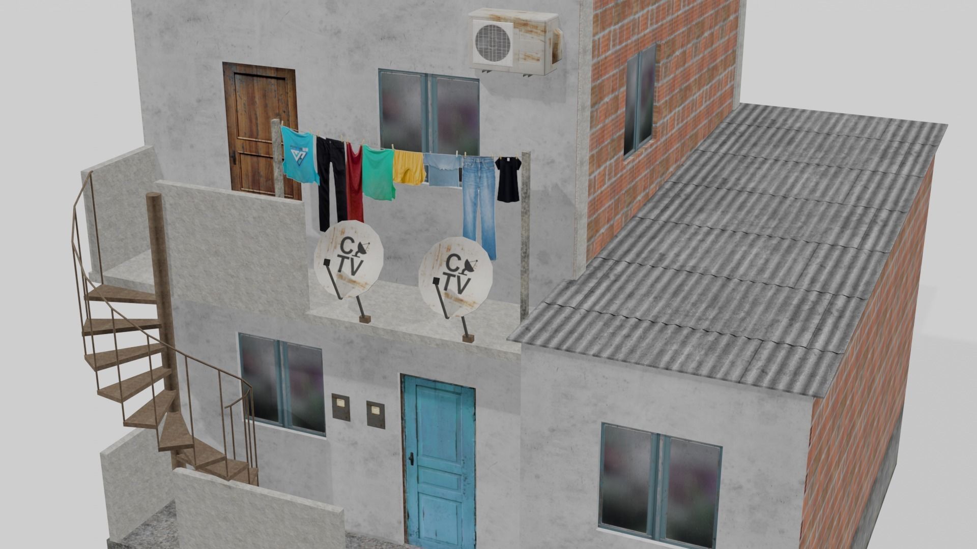 Pack Of Slum Houses 2 - 58 houses Low-poly 3D model_84