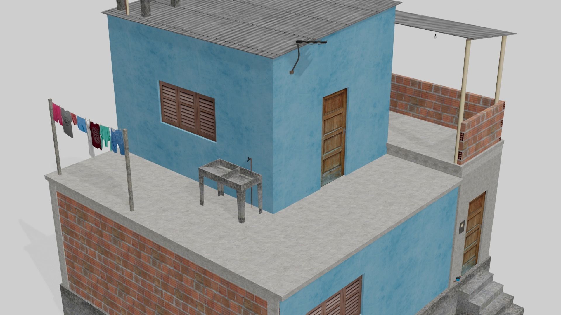 Pack Of Slum Houses 2 - 58 houses Low-poly 3D model_127