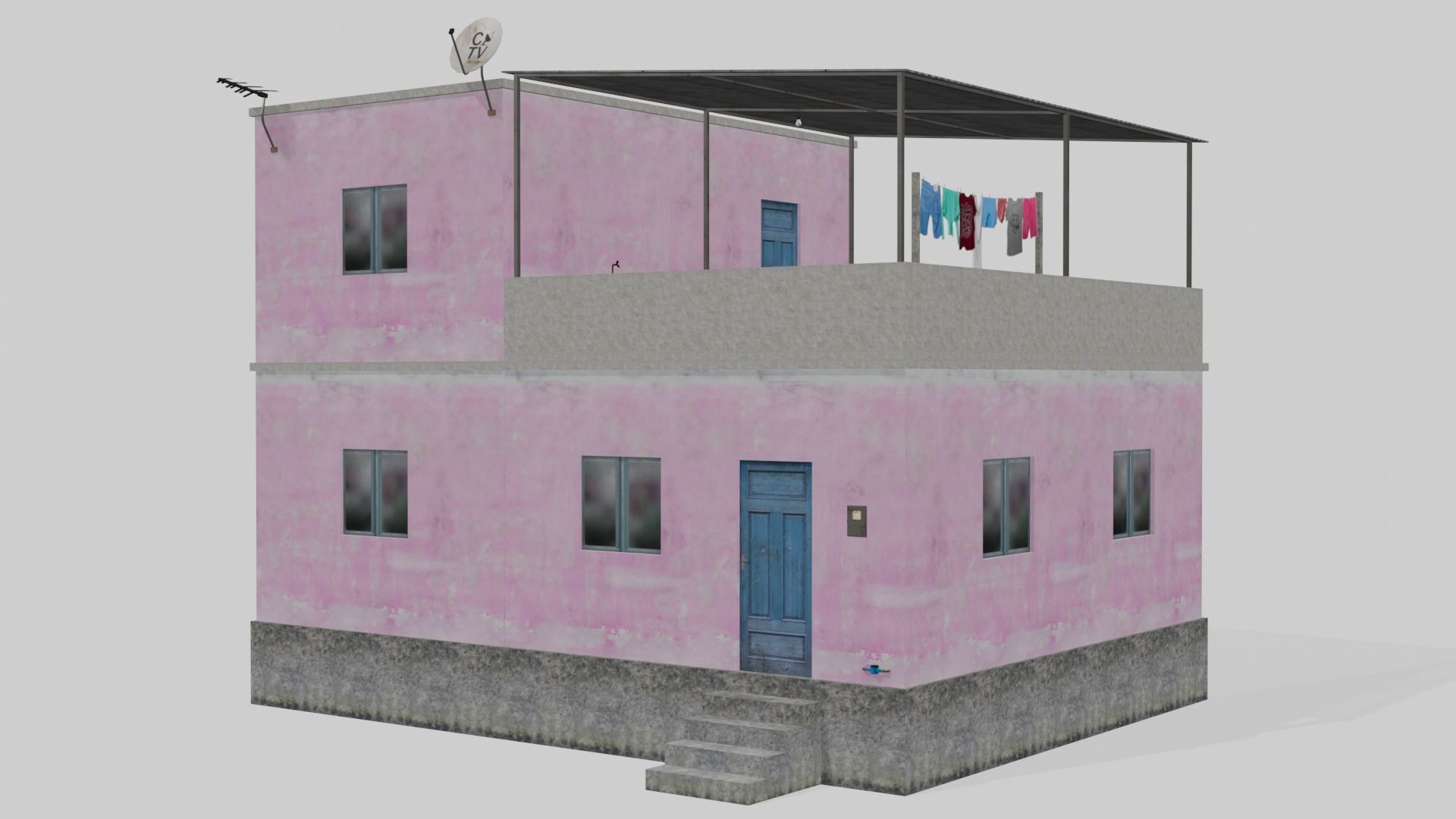 Pack Of Slum Houses 2 - 58 houses Low-poly 3D model_76