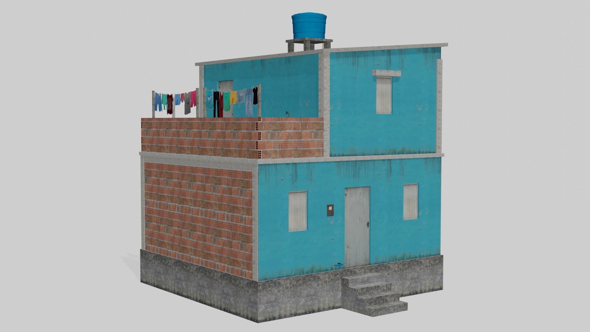 Pack Of Slum Houses 2 - 58 houses Low-poly 3D model_131