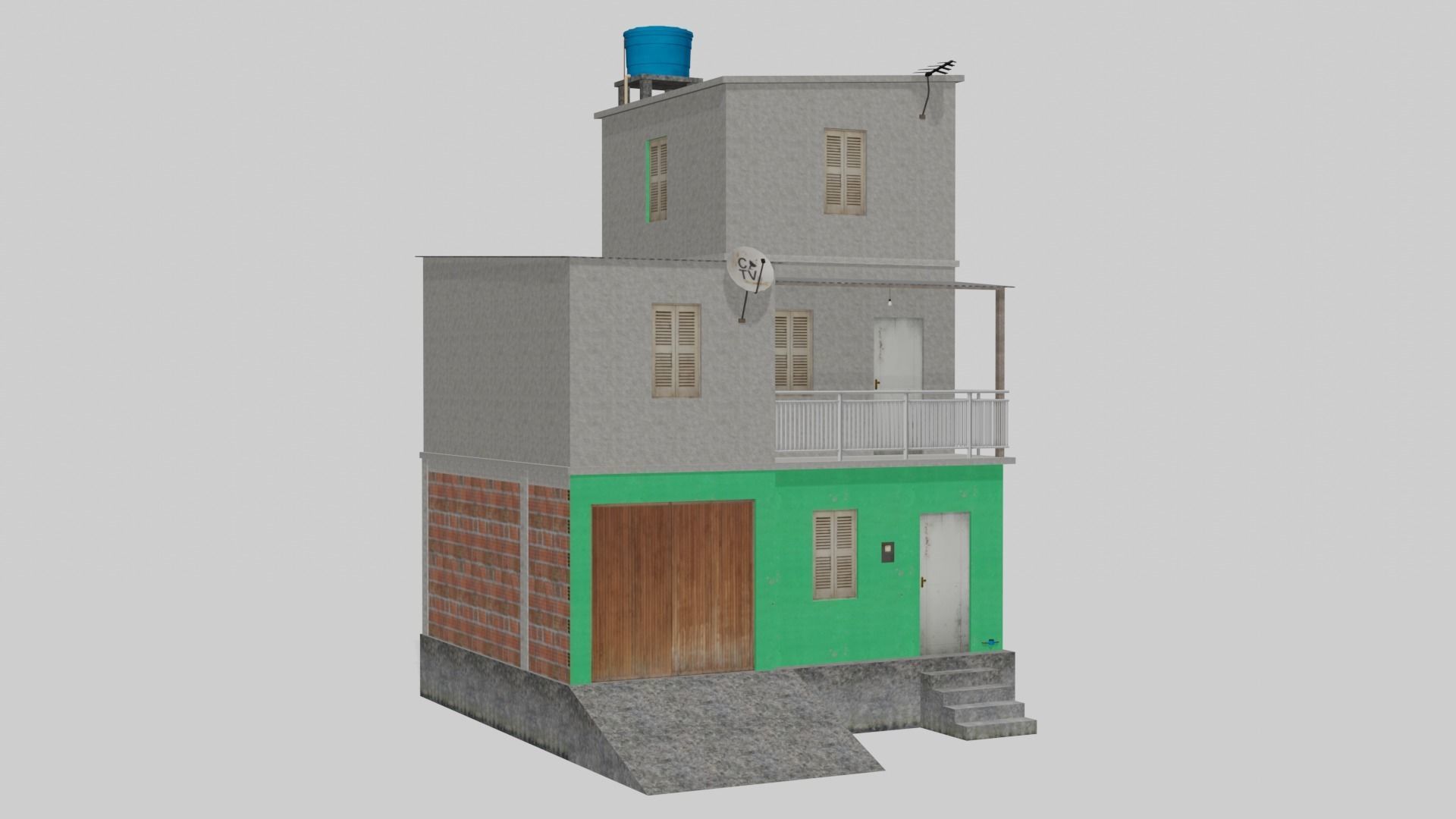 Pack Of Slum Houses 2 - 58 houses Low-poly 3D model_120