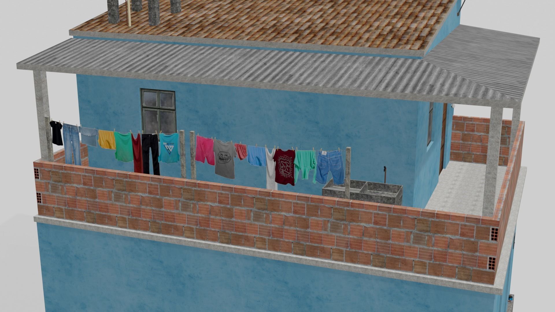 Pack Of Slum Houses 2 - 58 houses Low-poly 3D model_46