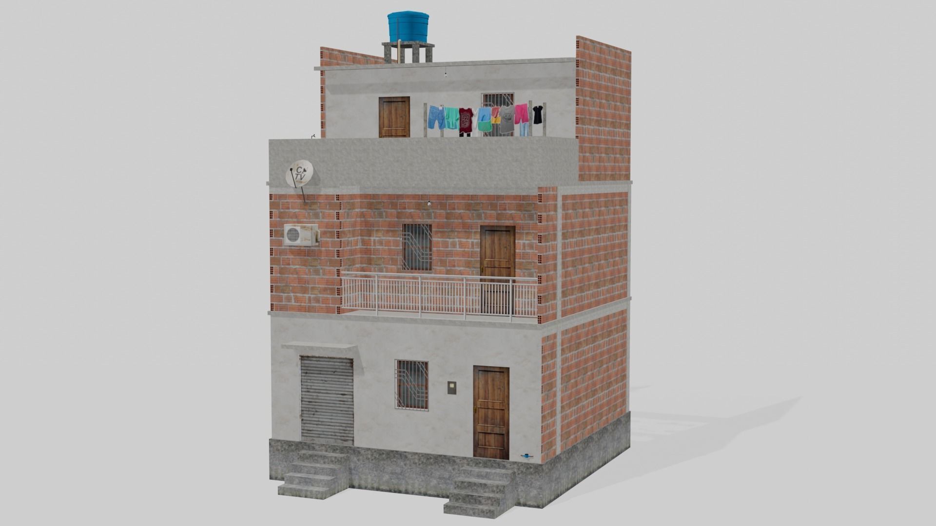 Pack Of Slum Houses 2 - 58 houses Low-poly 3D model_89