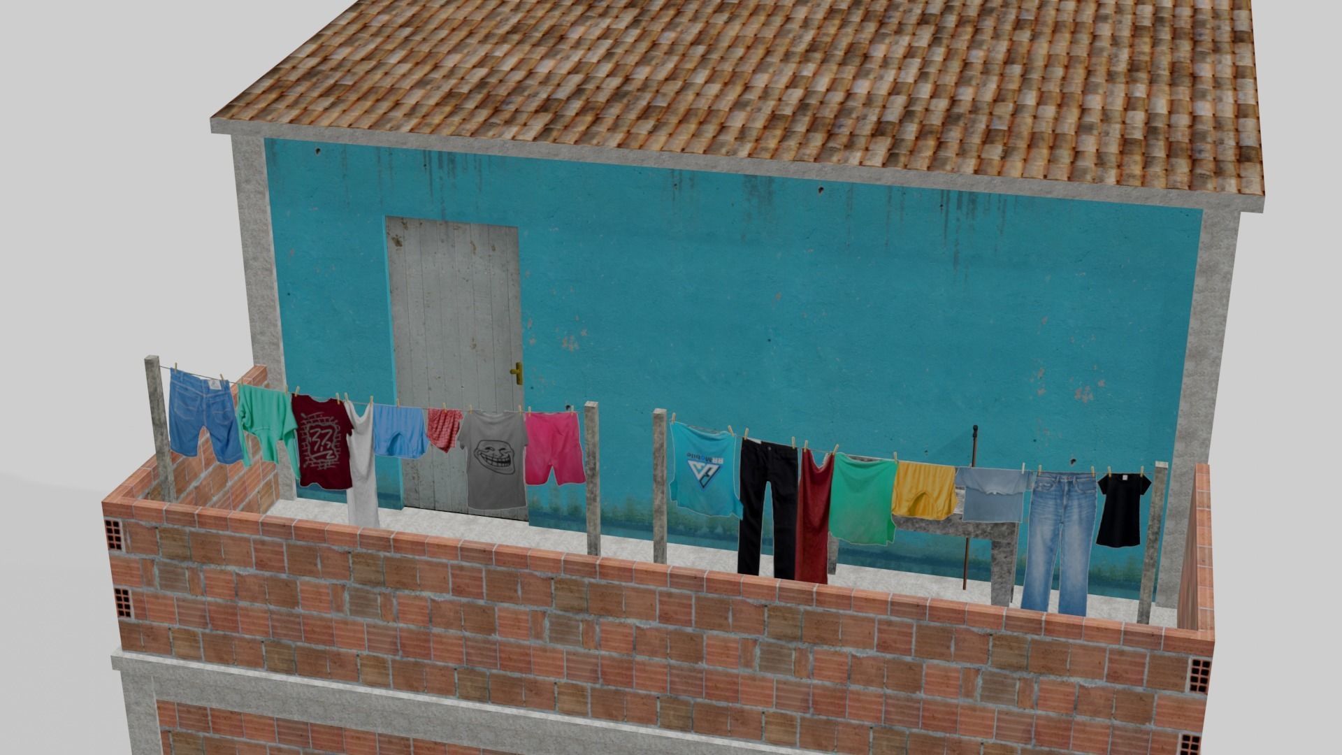 Pack Of Slum Houses 2 - 58 houses Low-poly 3D model_132