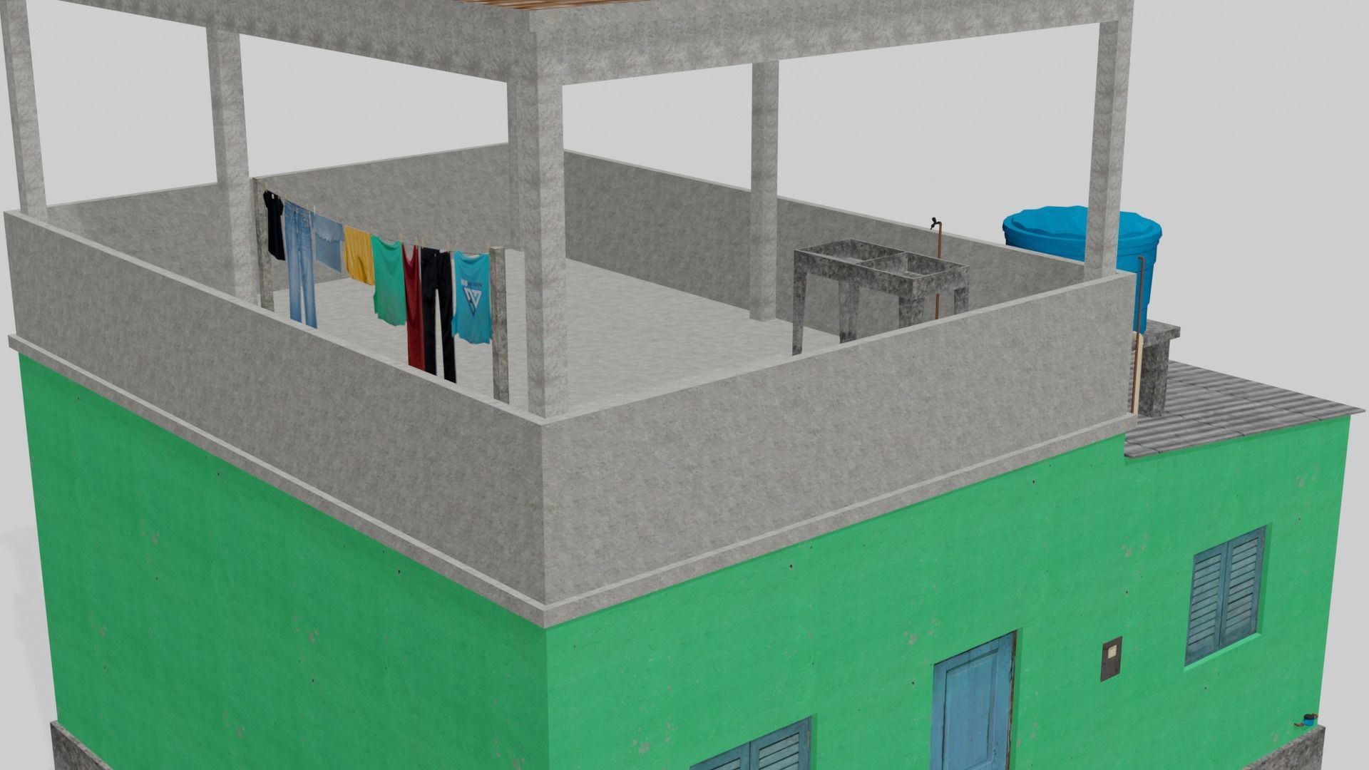 Pack Of Slum Houses 2 - 58 houses Low-poly 3D model_75