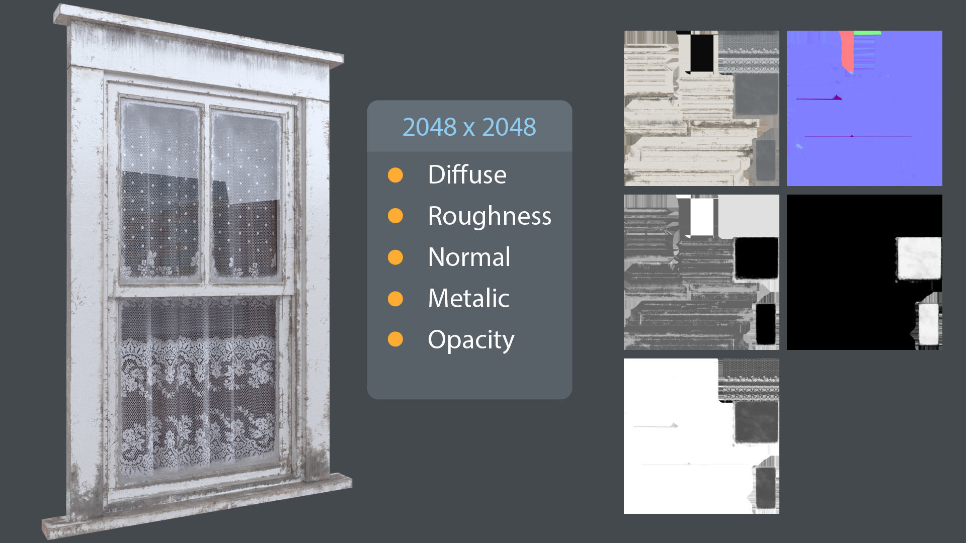 Old Window  Low-poly 3D model_8