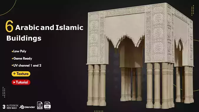 6 Arabic and Islamic Buildings Low-poly 3D model