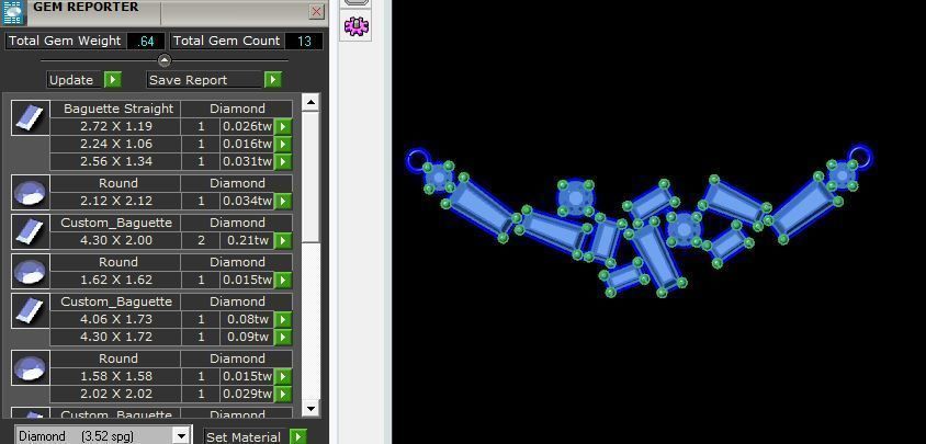 Round Baguette Straight and Custom Baguette Cut Diamonds Pendant 3D print model_5