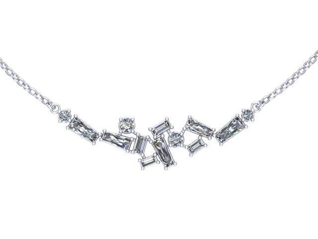 Round Baguette Straight and Custom Baguette Cut Diamonds Pendant 3D print model_1