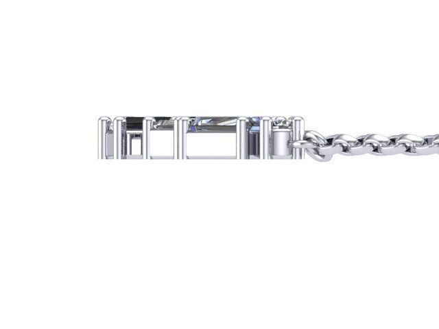 Round Baguette Straight and Custom Baguette Cut Diamonds Pendant 3D print model_2