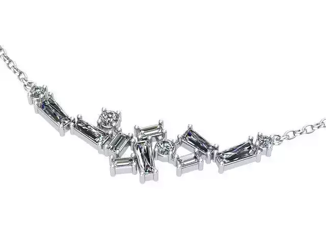 Round Baguette Straight and Custom Baguette Cut Diamonds Pendant
