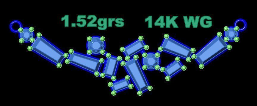 Round Baguette Straight and Custom Baguette Cut Diamonds Pendant 3D print model_4