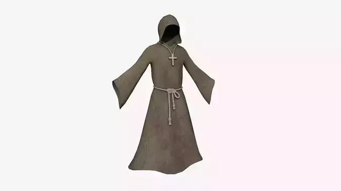 Priest Outfit A10 Brown Dirt - Character Clothing Design Low-poly 3D model