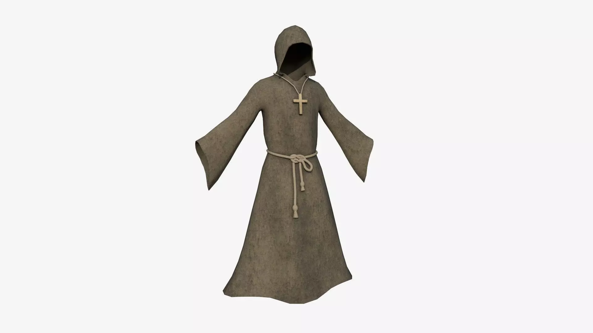 Priest Outfit A10 Brown Dirt - Character Clothing Design Low-poly 3D model_0
