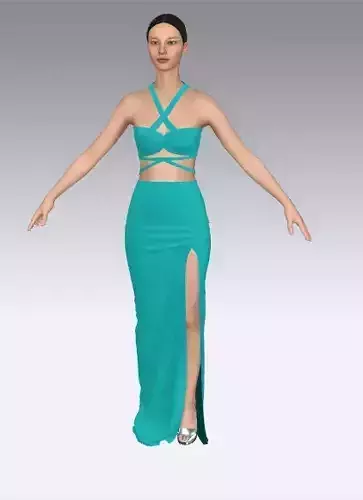 Two pieces bra and skirt slit elastic 