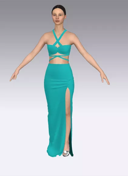 Two pieces bra and skirt slit elastic Low-poly 3D model