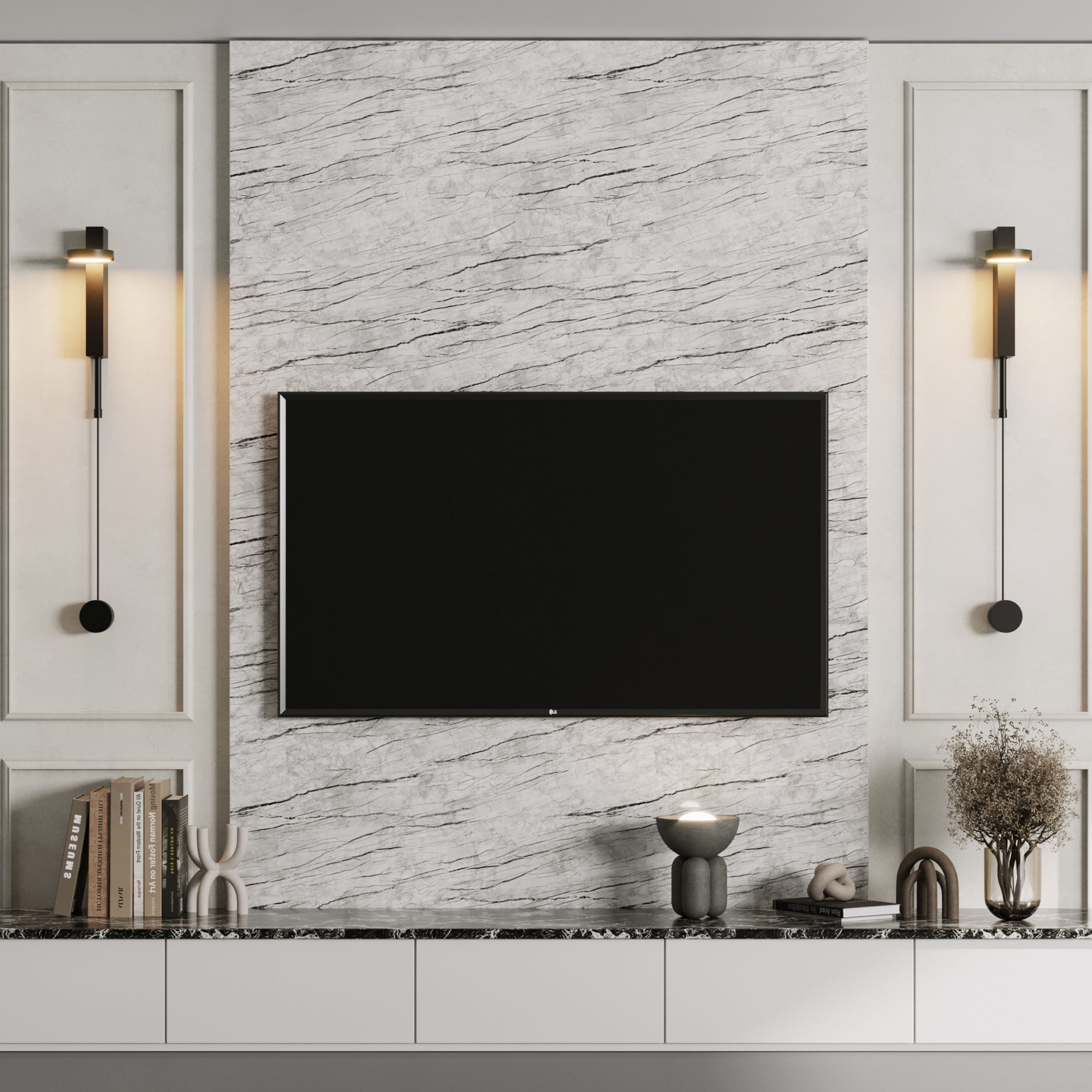 Tv Wall Set 04 Low-poly 3D model_3