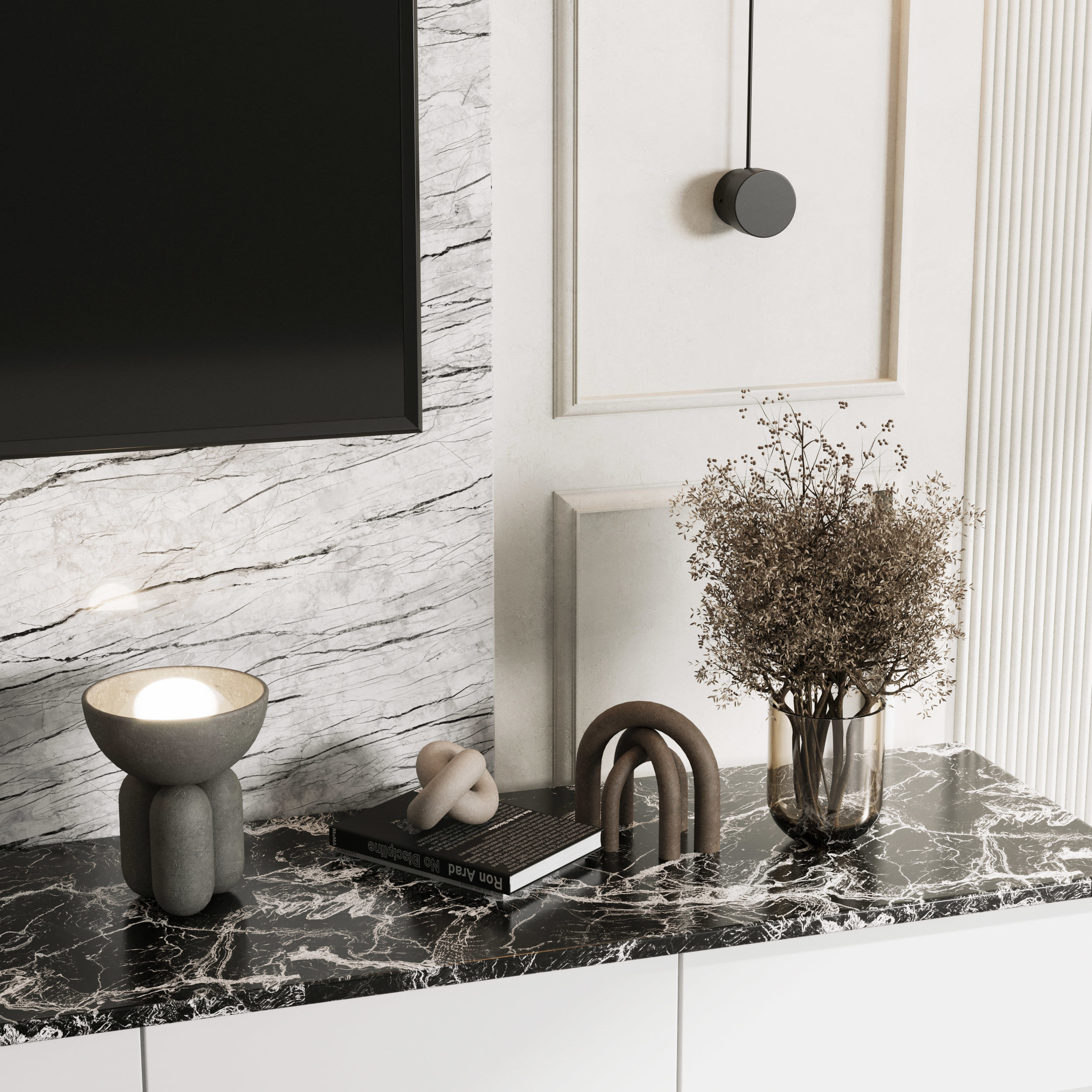 Tv Wall Set 04 Low-poly 3D model_2