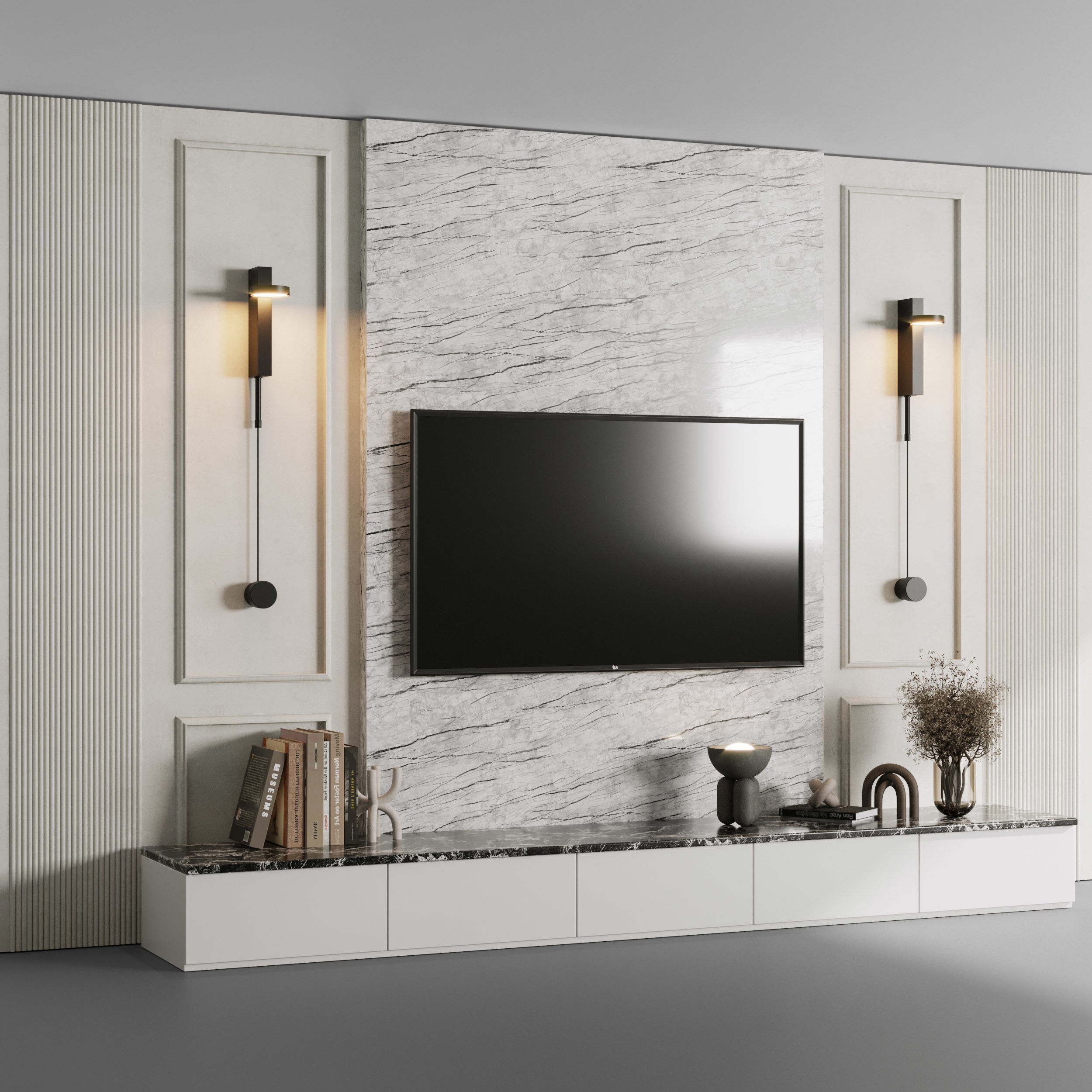Tv Wall Set 04 Low-poly 3D model_1