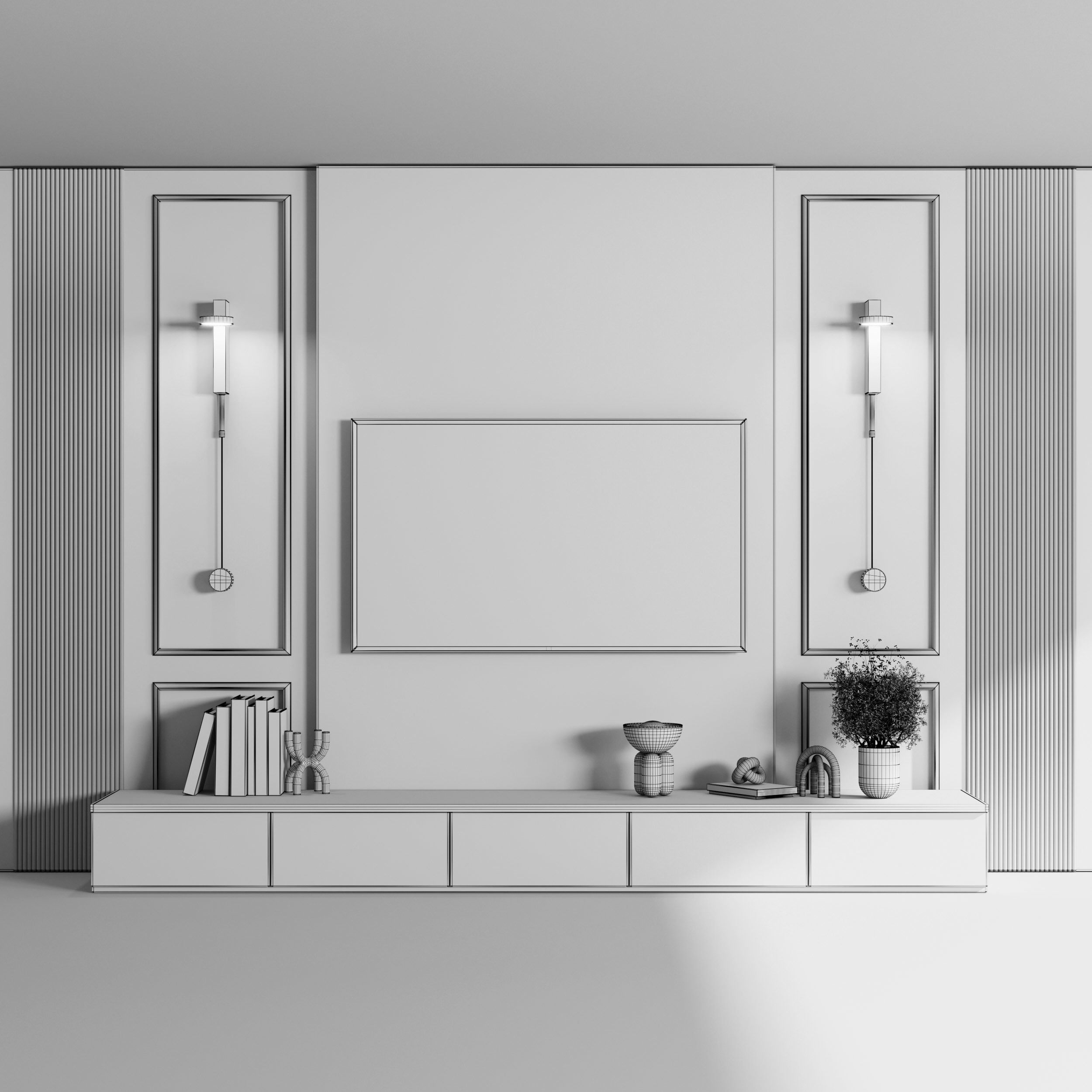 Tv Wall Set 04 Low-poly 3D model_6