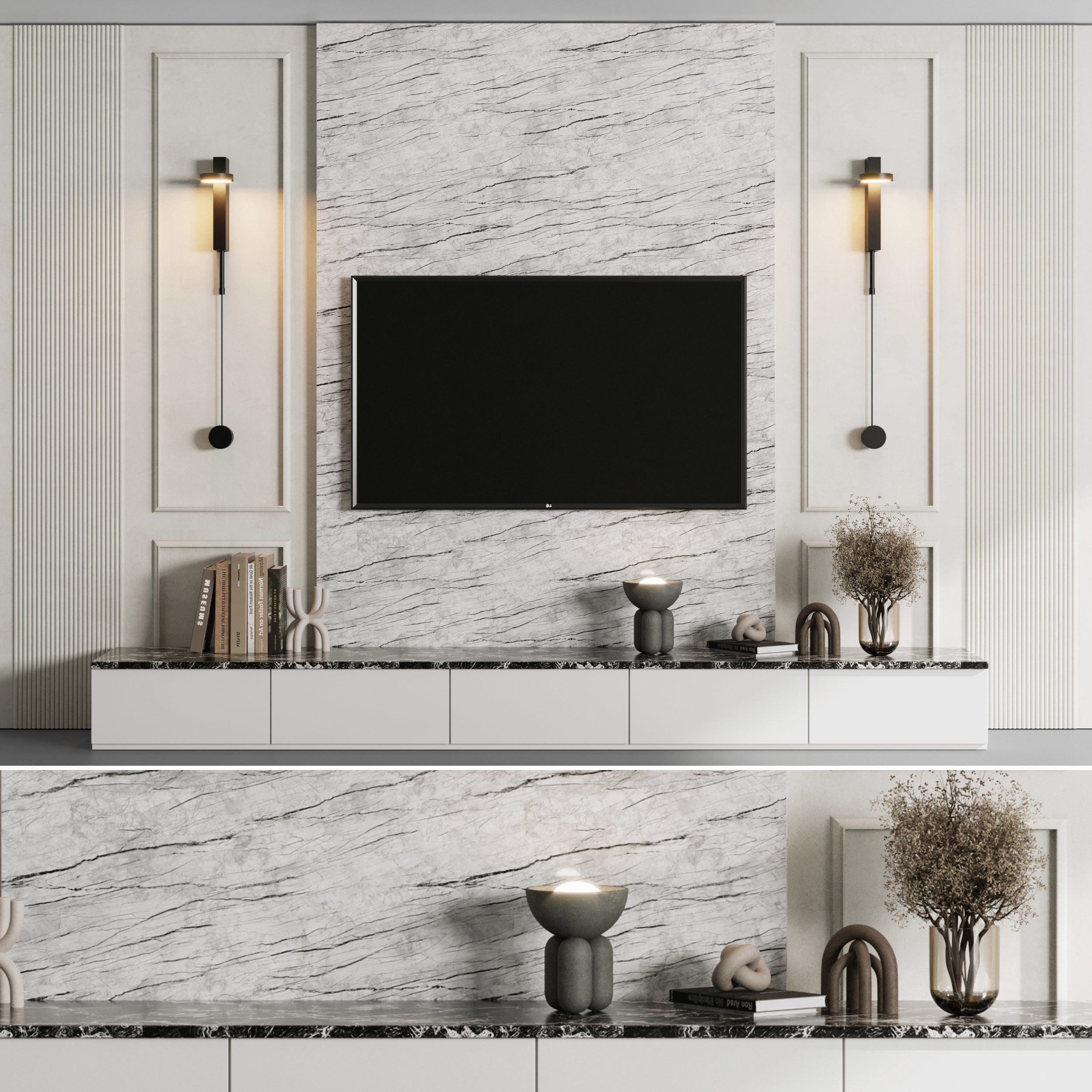 Tv Wall Set 04 Low-poly 3D model_5